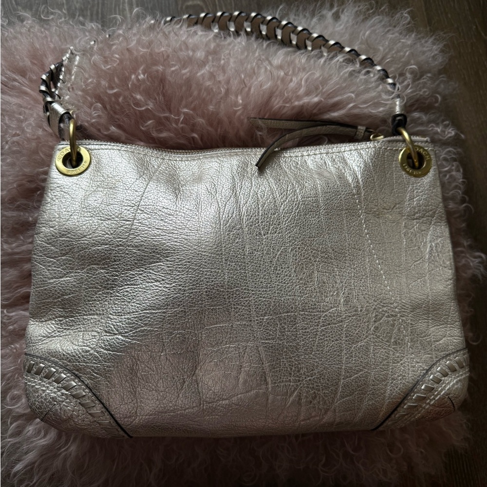 Coach Poppy 19014 Metallic Lame Gold Shoulder Bag - Picture 3 of 6
